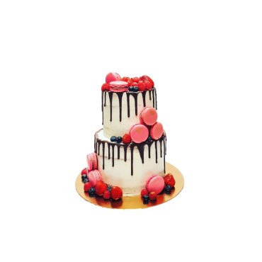 Wedding cake, Gâteau de mariage macarons et fruits