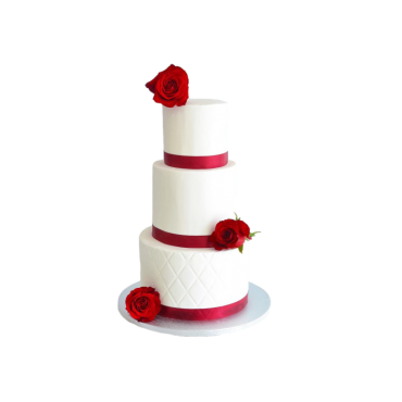 Wedding cake, Gâteau de mariage matelassé et roses rouges